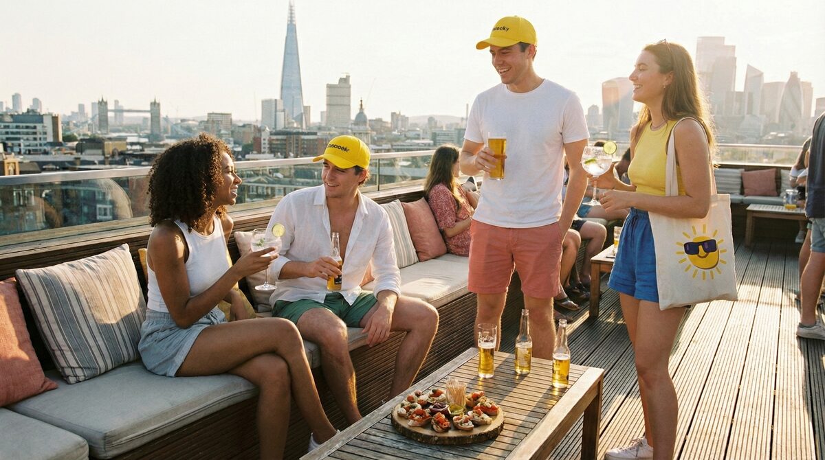 Friends on a sunny rooftop